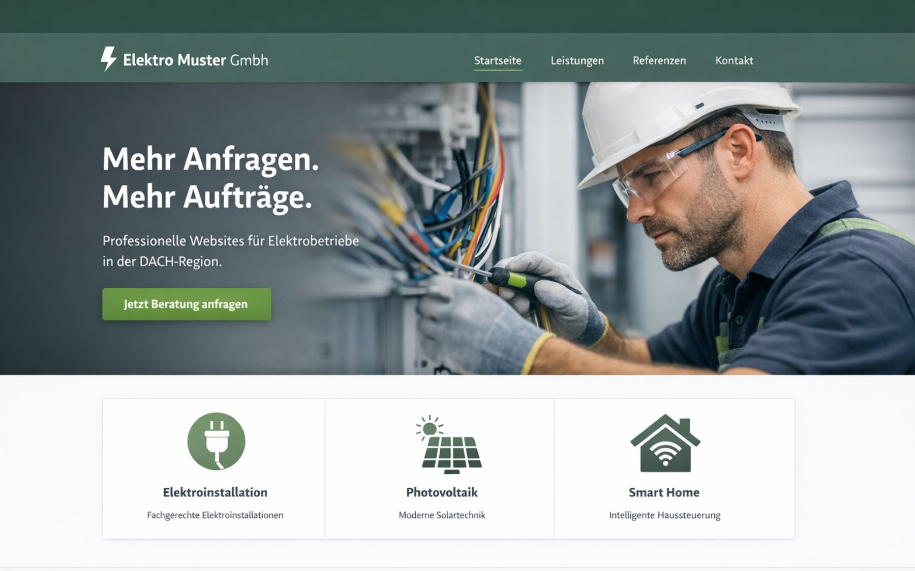 Moderne Elektriker-Website von ClarroxWeb