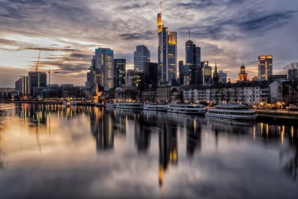 Frankfurt am Main skyline at dusk