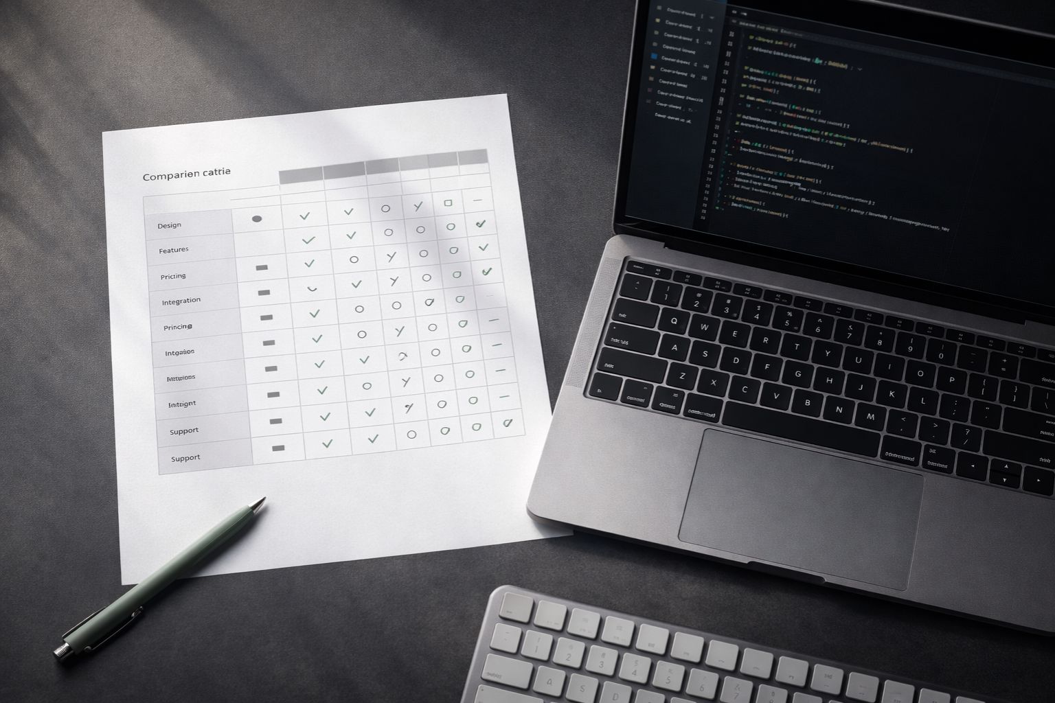 Comparison framework showing platform trade-offs across checkout extensibility, variant handling, feed compatibility, and migration portability